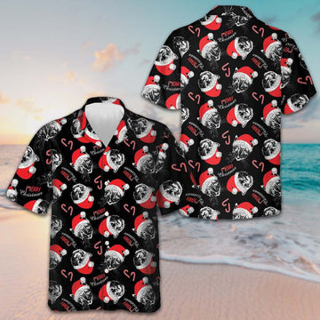 Merry Christmas Cat Hawaiian Shirt Cat With Santa Hat Men's Xmas Shirts Gifts For Stepson – Moonbestprint