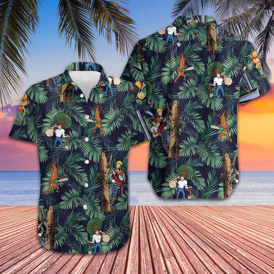 Arborist Proud Tropical Pattern Hawaiian Shirt Men's Beach Button Up Arborist Gift Ideas – Moonbestprint