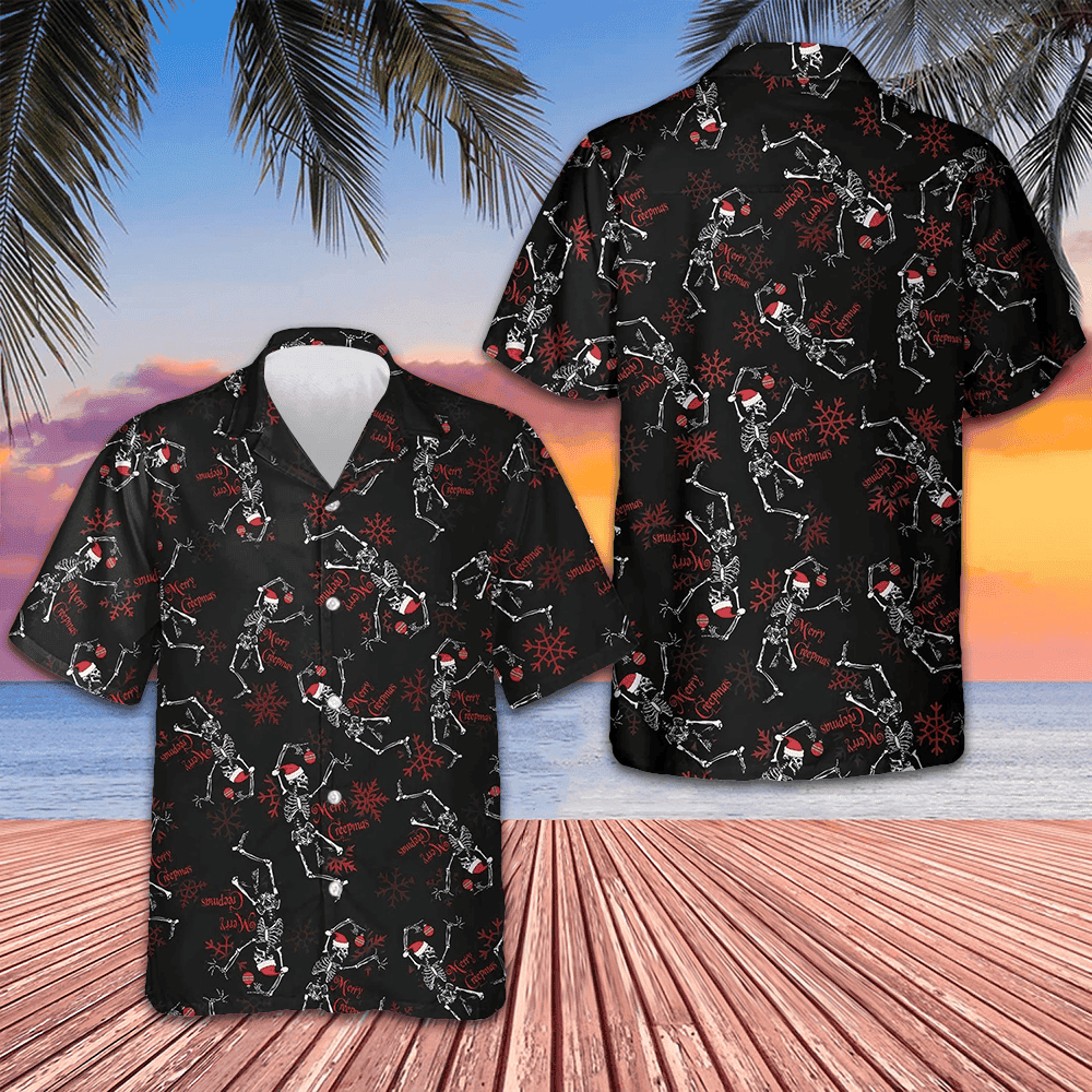 Merry Creepmas Skeleton Christmas Hawaiian Shirt Dancing Skeleton Xmas Shirt Gifts For Guys – Moonbestprint
