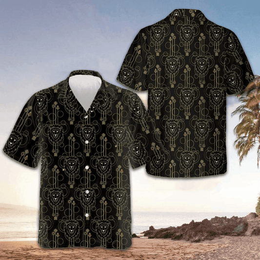 Geometric Lion Seamless Pattern Hawaiian Shirt Button Up Beach Shirts Men Best Gifts – Moonbestprint