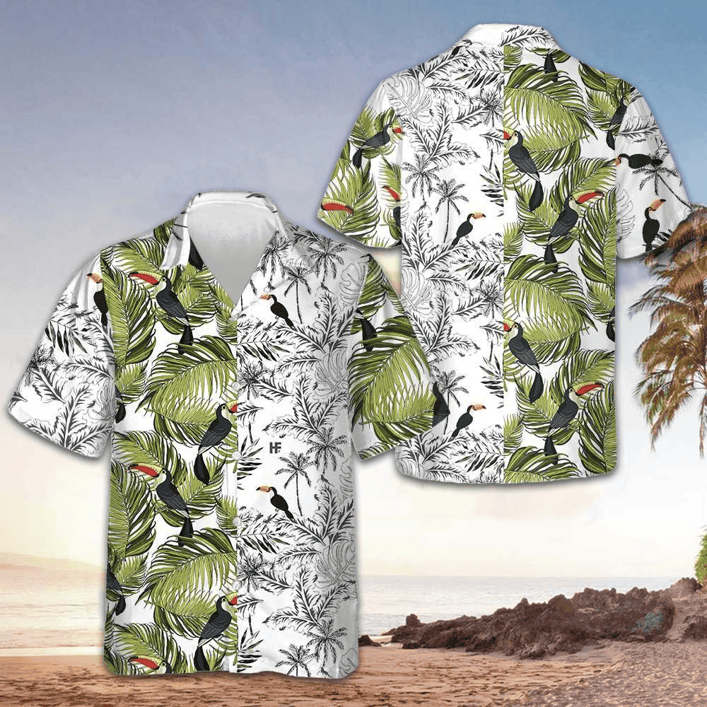 Toucan And Palm Branches Hawaiian Shirt Beach Short Sleeve Button Down Gift Ideas – Moonbestprint