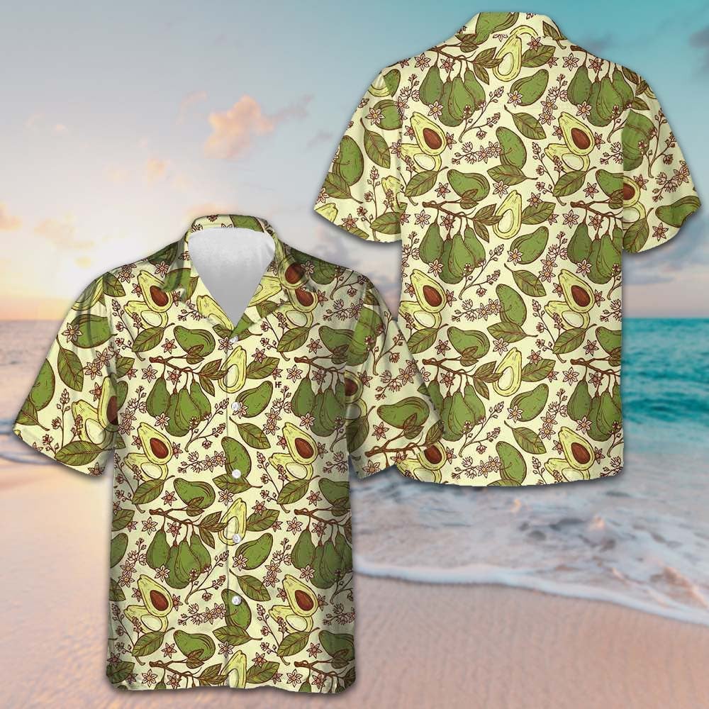 Avocado Seamless Pattern Hawaiian Shirt Beach Button Up Shirt Gifts For Avocado Lovers – Moonbestprint