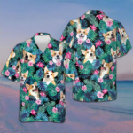 Tropical Corgi Dog Hawaiian Shirt Button Up Beach Shirts Men's Gifts For Corgi Owners – Moonbestprint