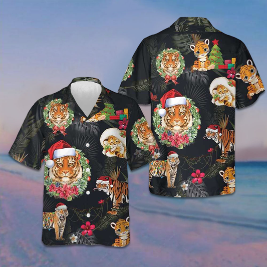 Merry Christmas Tiger Hawaiian Shirt Men's Christmas Shirts Gifts For Tiger Lovers – Moonbestprint