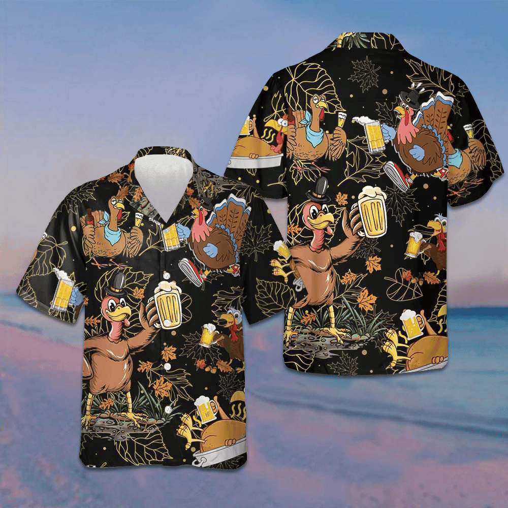 Drunk Turkey Thanksgiving Hawaiian Shirt Funny Thanksgiving Shirt Gifts For Friends – Moonbestprint