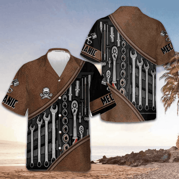 Mechanic Tools Skull Hawaiian Shirt Vintage Button Up Shirt For Men Mechanic Gift Ideas – Moonbestprint