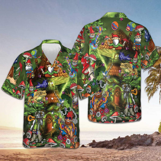 Gnome Hippie Hawaiian Shirt Short Sleeve Button Down Beach Shirts Best Gift For Boyfriend – Moonbestprint
