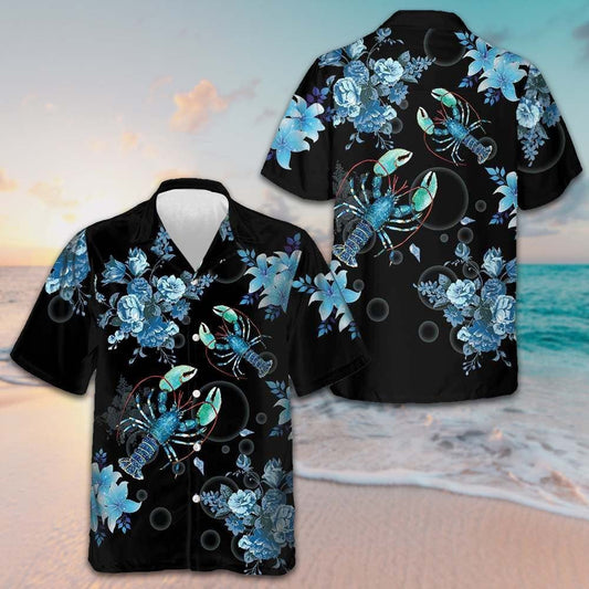 Bright Blue Lobster Hawaiian Shirt Vacation Button Down Shirts Gifts For Lobster Lovers – Moonbestprint