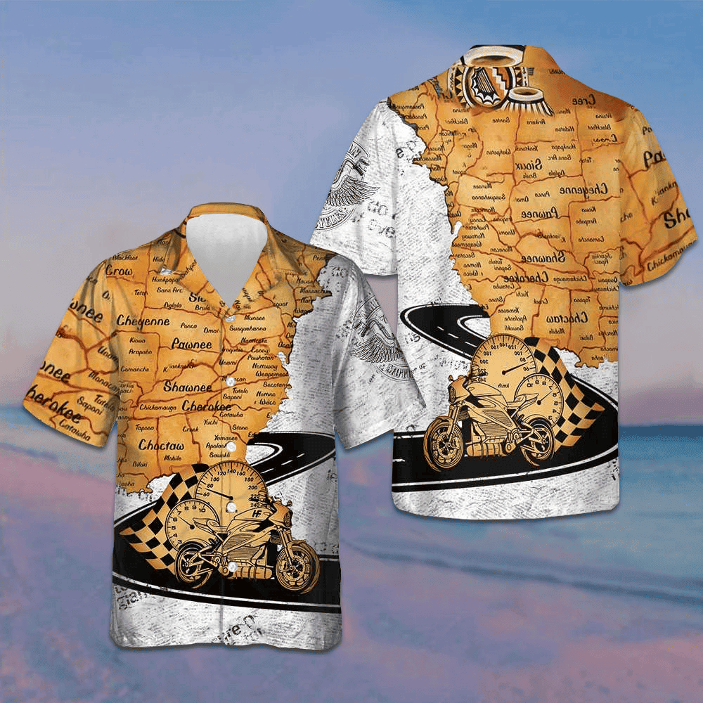 Native American Born To Ride Hawaiian Shirt Racing Button Up Shirt Gifts For Motorcycle Lovers – Moonbestprint