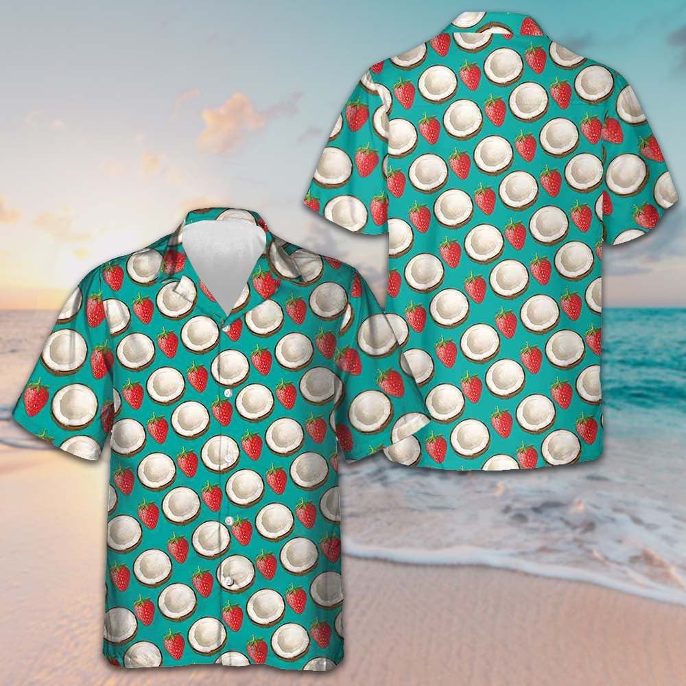 Strawberry And Coconut Pattern Hawaiian Shirt Button Up Beach Shirts Men's Gift Ideas – Moonbestprint
