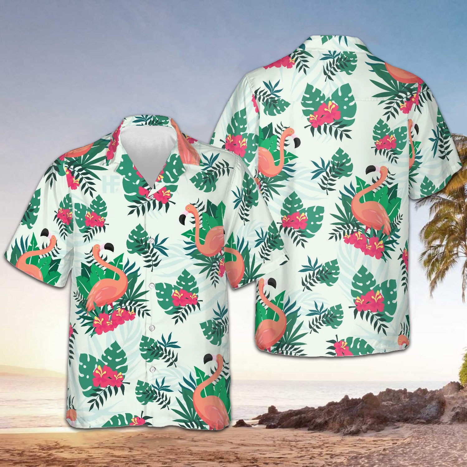 Flamingo Tropical Hawaiian Shirt Button Up Beach Shirts Men Gifts For Flamingo Lovers – Moonbestprint