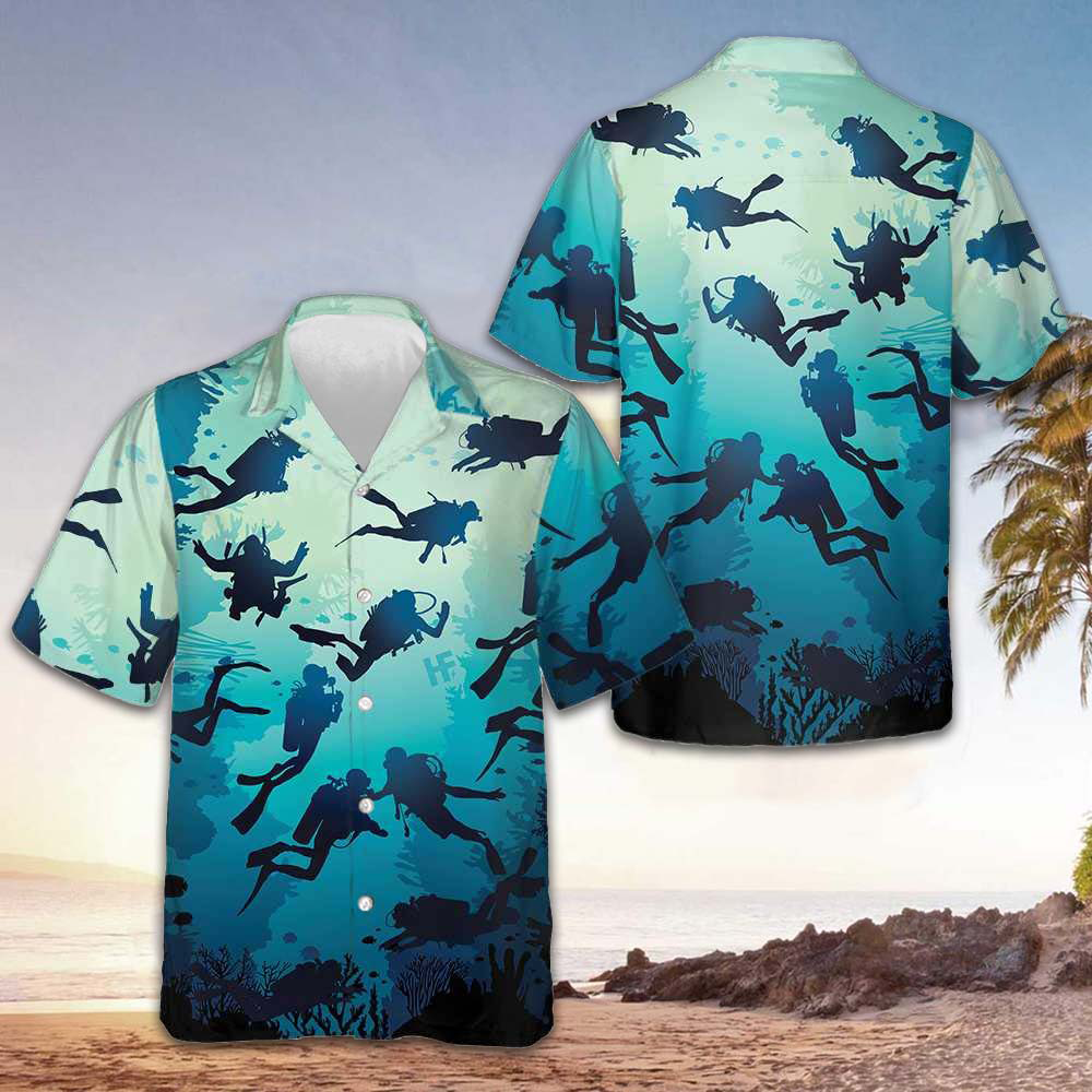 Scuba Diving Beach Hawaiian Shirt Button Up Beach Shirts Men's Best Gifts For Scuba Divers – Moonbestprint