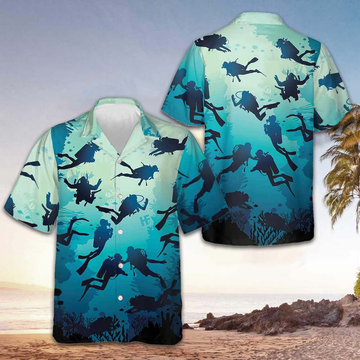 Scuba Diving Beach Hawaiian Shirt Button Up Beach Shirts Men's Best Gifts For Scuba Divers – Moonbestprint