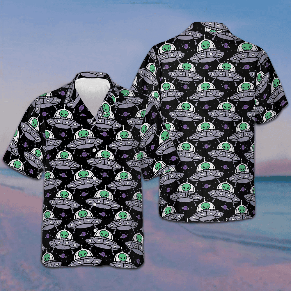 Retro Alien On Space Ship Hawaiian Shirt Men's Short Sleeve Button Down Beach Shirts Gift – Moonbestprint