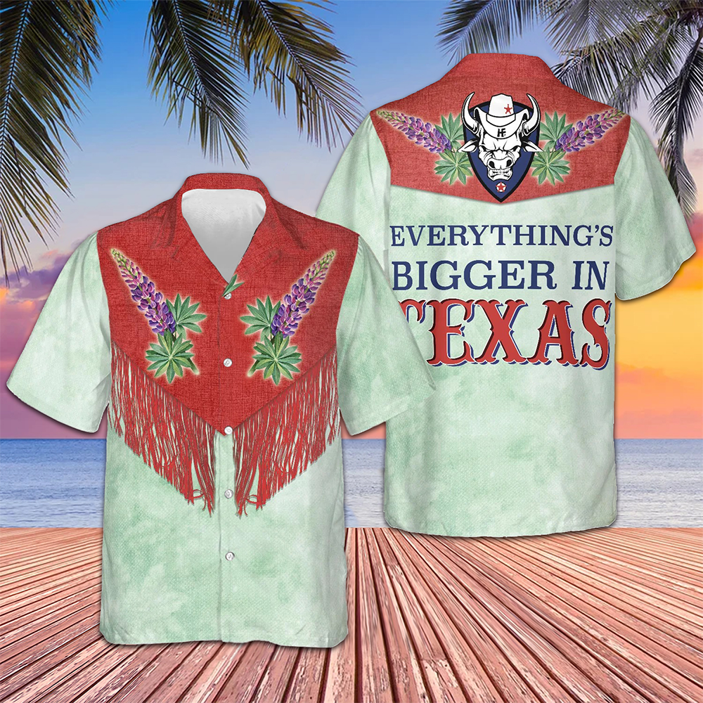 Everything's Bigger In Texas Hawaiian Shirt Texas Lovers Button Up Shirt Gifts For Texans – Moonbestprint