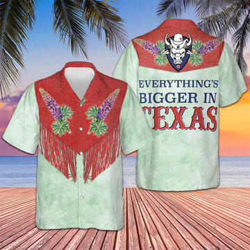 Everything's Bigger In Texas Hawaiian Shirt Texas Lovers Button Up Shirt Gifts For Texans – Moonbestprint