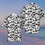 Goat And Ram Seamless Pattern Hawaiian Shirt Black And White Goat Shirt Gifts For Husband – Moonbestprint