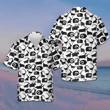 Goat And Ram Seamless Pattern Hawaiian Shirt Black And White Goat Shirt Gifts For Husband – Moonbestprint