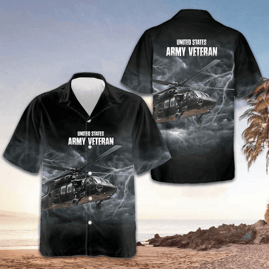 US Army Veteran Helicopter Hawaiian Shirt Men's Button Down Shirt Gifts For Army Veterans – Moonbestprint