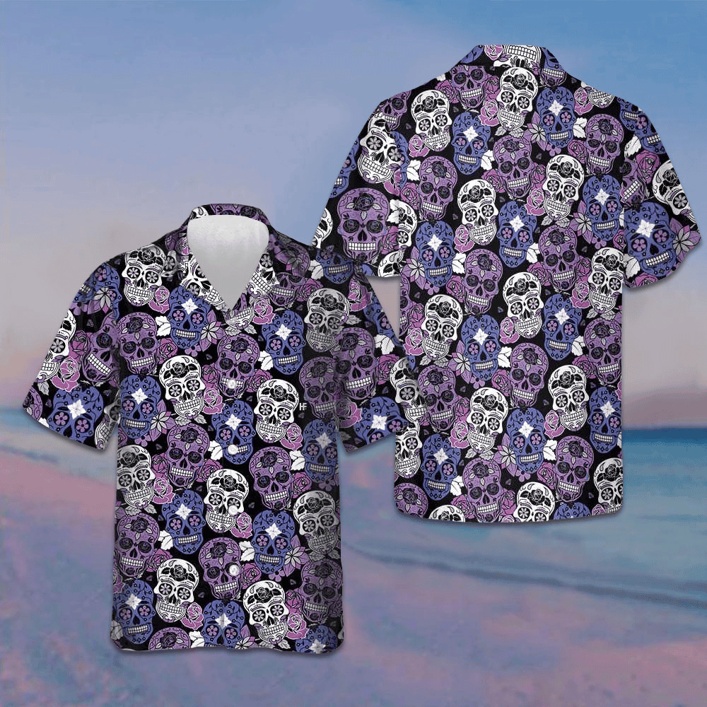Sugar Skull Purple Hawaiian Shirt Mexican Skull Shirt Day Of The Dead Ideas – Moonbestprint
