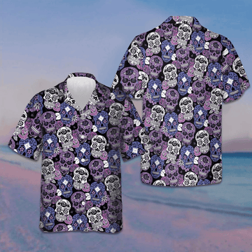 Sugar Skull Purple Hawaiian Shirt Mexican Skull Shirt Day Of The Dead Ideas – Moonbestprint