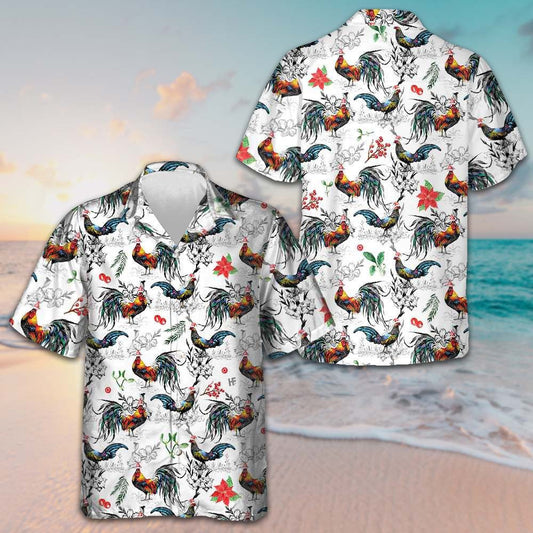Christmas Chicken With Poinsettia Flower Hawaiian Shirt Cool Christmas Shirt Gifts For Son – Moonbestprint