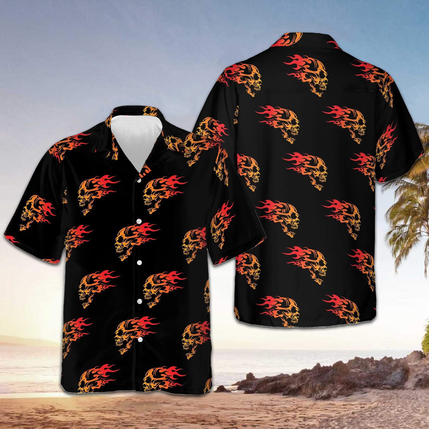 Flaming Angry Skull Hawaiian Shirt Men's Short Sleeve Summer Shirts Gifts For Skull Lovers – Moonbestprint