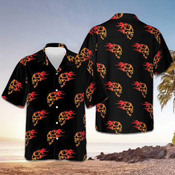 Flaming Angry Skull Hawaiian Shirt Men's Short Sleeve Summer Shirts Gifts For Skull Lovers – Moonbestprint