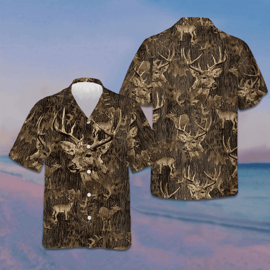 Camouflage Pattern Deer Hunting Hawaiian Shirt Men's Button Up Gifts For Deer Hunters – Moonbestprint