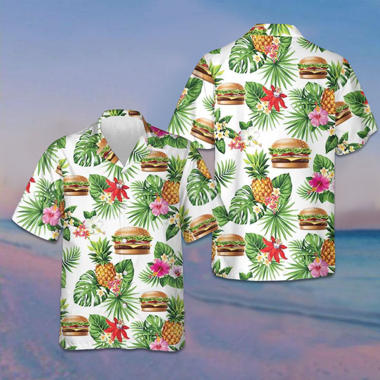 Tropical Burger Aloha Hawaiian Shirt Burger Lovers Men's Summer Shirts Sale – Moonbestprint
