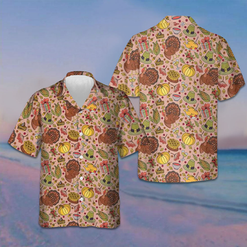 Thanksgiving Food And Drinks Hawaiian Shirt Cool Button Up Shirt Thanksgiving Gift Ideas – Moonbestprint