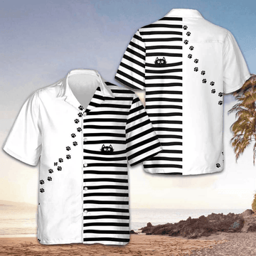 Black Cat Paw Print Hawaiian Shirt Best Men's Summer Shirts Best Gift For Cat Lovers – Moonbestprint