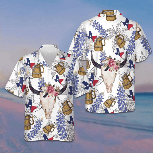 Texas Longhorn Bluebonnet Art Hawaiian Shirt Men's Summer Shirts Sale Gifts For Texas Lovers – Moonbestprint