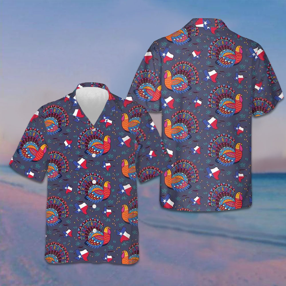 Texas Turkey Thanksgiving Hawaiian Shirt Texas Lover Button Up Shirt Gifts For Thanksgiving – Moonbestprint