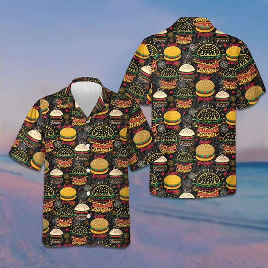 Floral Tasty Burgers Hawaiian Shirt Summer Short Sleeve Shirts Gifts For Burger Lovers – Moonbestprint