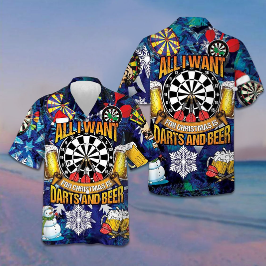 All I Want For Christmas Is Darts And Beer Hawaiian Shirt Christmas Gifts For Dart Players – Moonbestprint