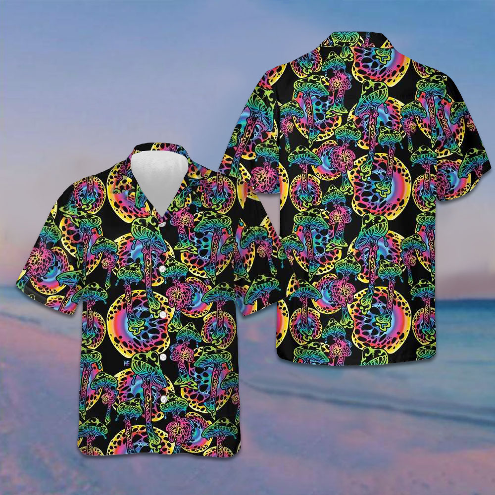 Magic Mushrooms Seamless Pattern Hawaiian Shirt Tropical Button Down Gifts For Son – Moonbestprint