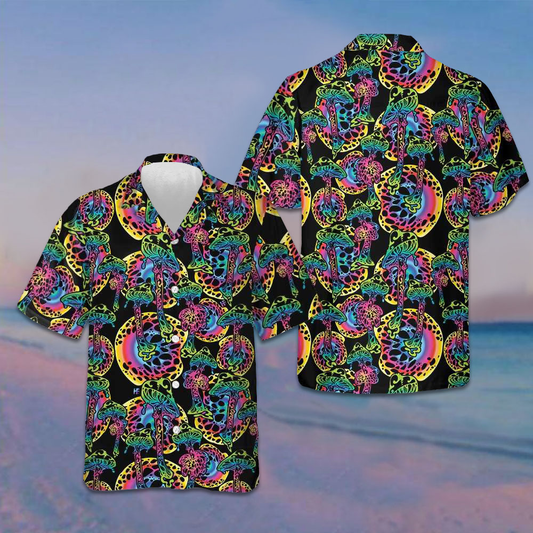 Magic Mushrooms Seamless Pattern Hawaiian Shirt Tropical Button Down Gifts For Son – Moonbestprint