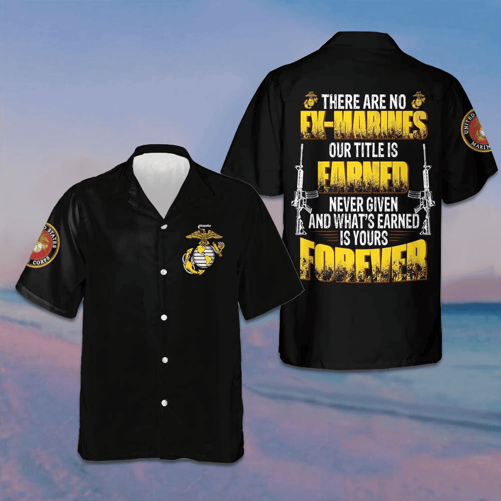 USMC Earned Never Given Hawaiian Shirt Proud USMC Short Sleeve Button Up Men Gift Ideas – Moonbestprint
