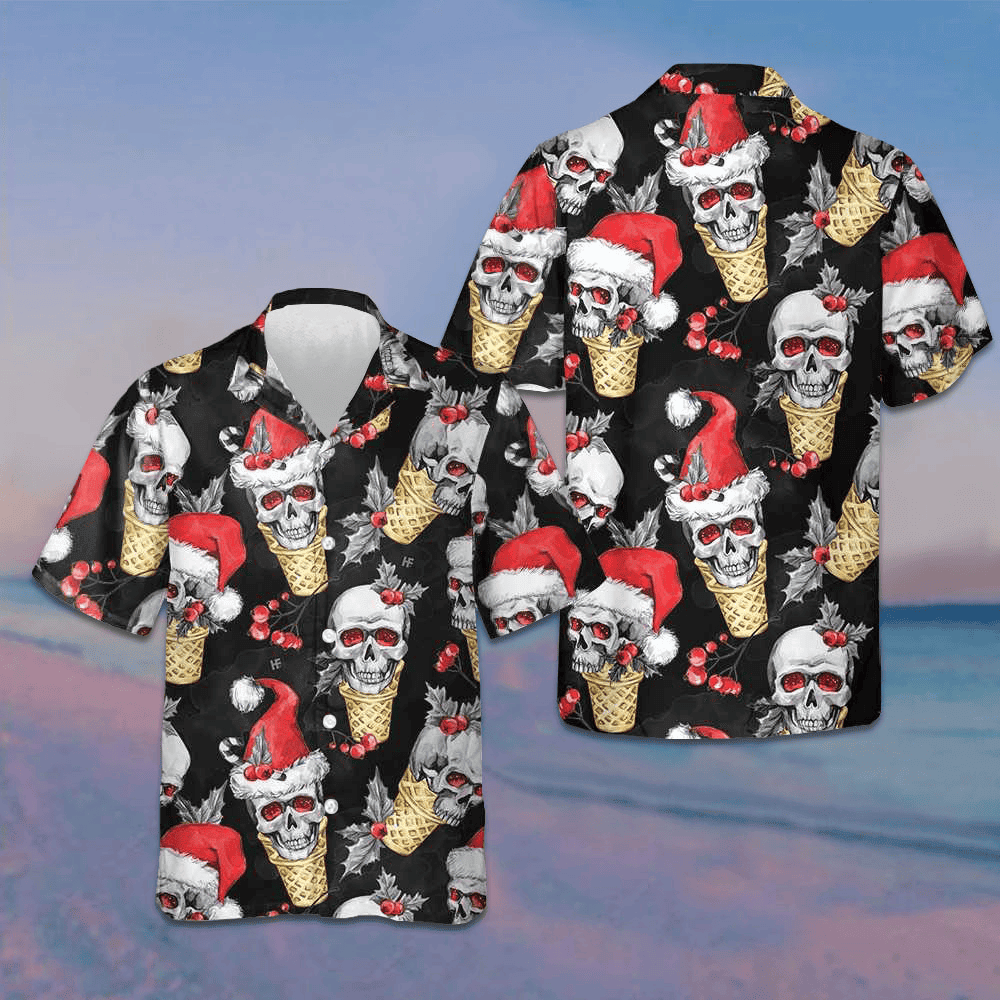Christmas Skulls With Waffle Cone Hawaiian Shirt Funny Skull Christmas Shirt Gifts For Son – Moonbestprint