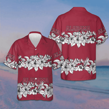 Alabama Flower Hawaiian Shirt Short Sleeve Button Up Vacation Shirts Gifts For Patriots – Moonbestprint