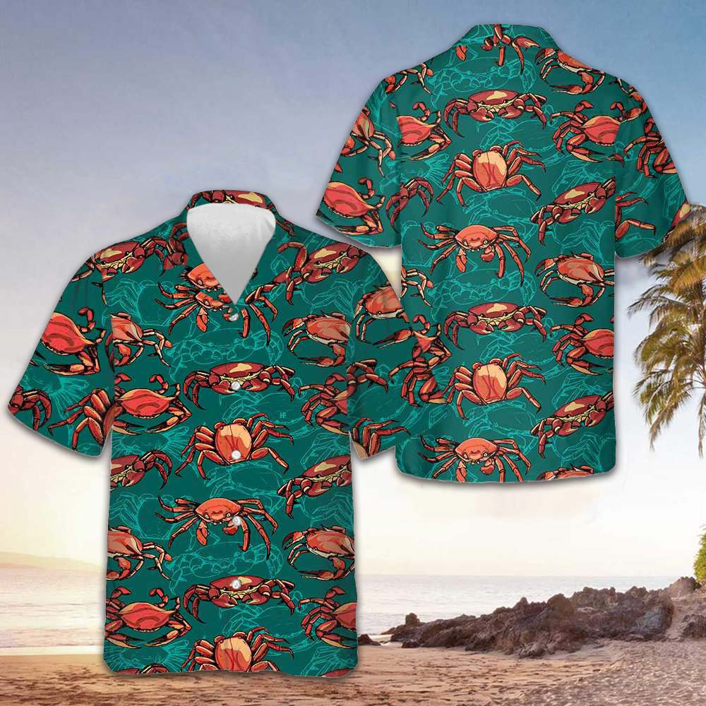 Crab Hawaiian Shirt Men's Button Down Shirts For Summer Gifts For Crab Lovers – Moonbestprint