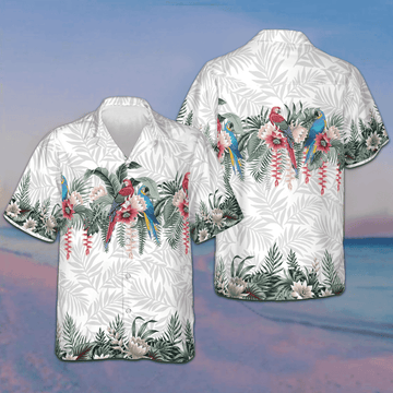 Botanical Lotus And Macaw Parrot Hawaiian Shirt Beach Button Down Shirt Men – Moonbestprint