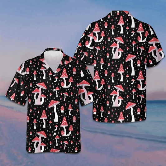 Beautiful Mushroom Hawaiian Shirt Black Button Down Shirt Gifts For Summer – Moonbestprint