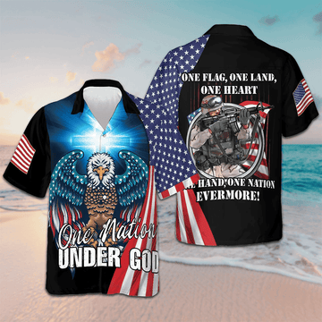One Nation Under God US Eagle Veteran Hawaiian Shirt One Flag One Land One Heart One Hand – Moonbestprint