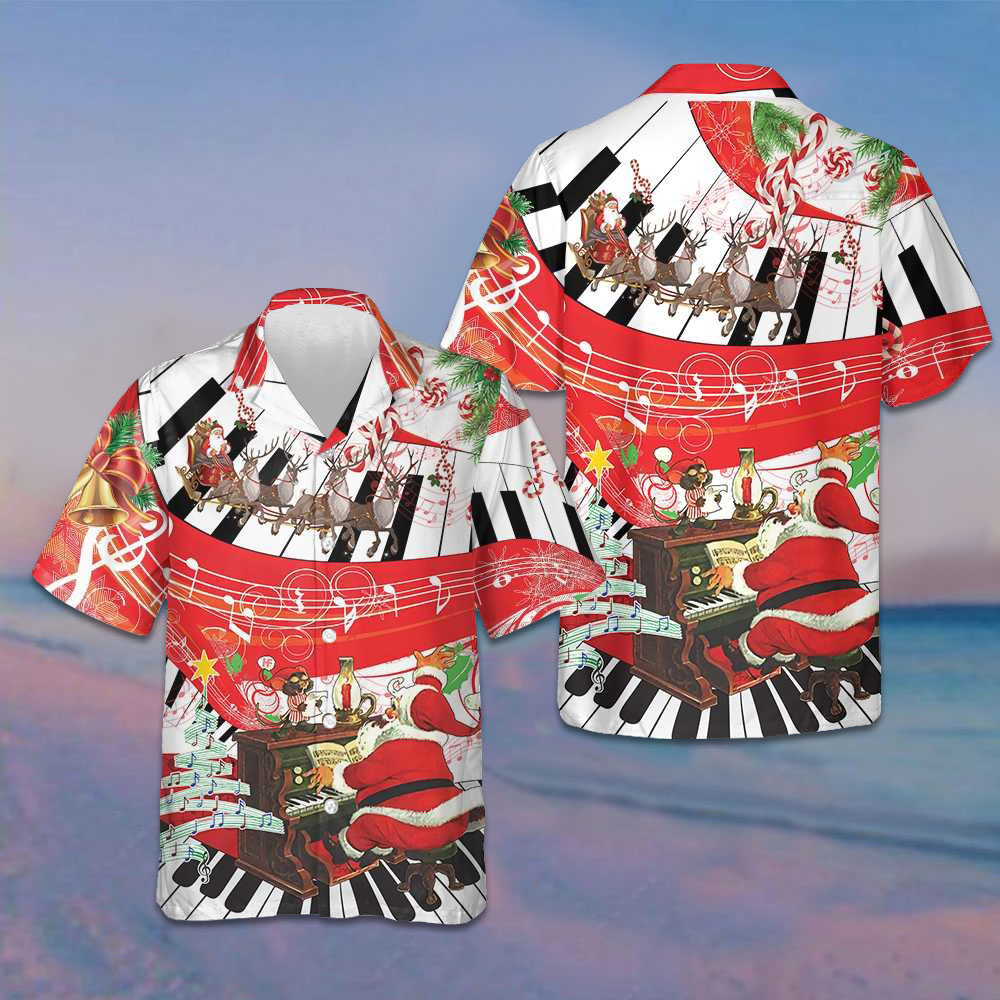 Piano Playing By Santa Claus Hawaiian Shirt Funny Santa Shirt Gifts For Husband – Moonbestprint