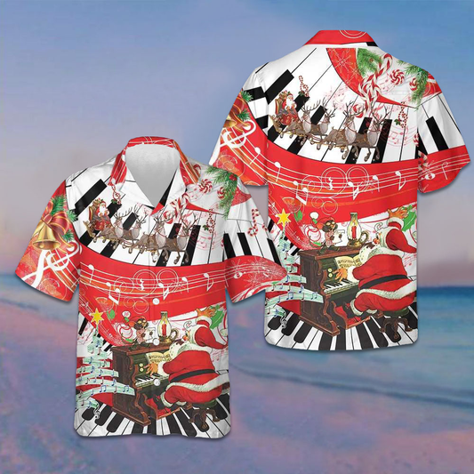 Piano Playing By Santa Claus Hawaiian Shirt Funny Santa Shirt Gifts For Husband – Moonbestprint