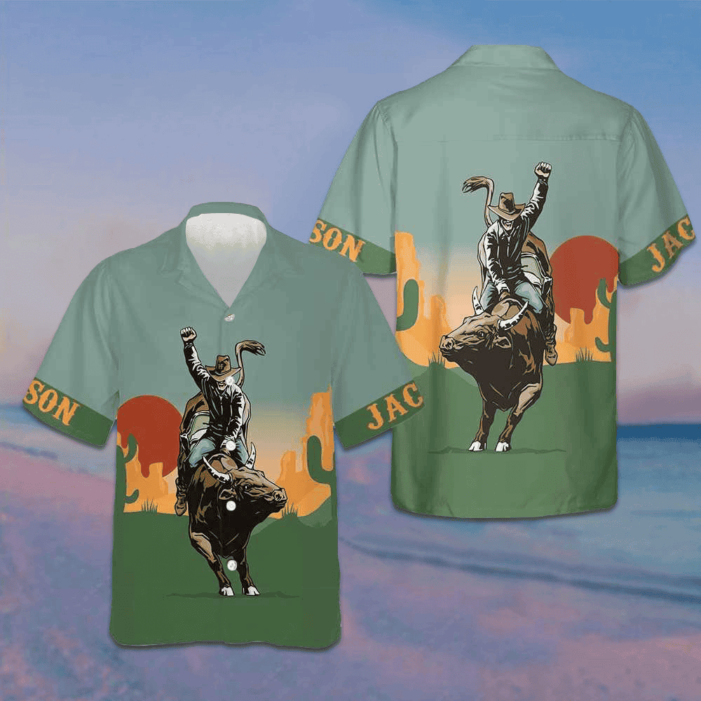 Custom Texas Sunset Cactus Longhorn Hawaiian Shirt Men's Beach Button Up Shirts Gifts For Texans – Moonbestprint