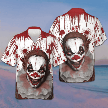 Scary Halloween Clown Faces Hawaiian Shirt Horror Button Up Shirts Gifts For Halloween – Moonbestprint