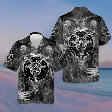 Satanic Skull Hawaiian Shirt Satanic Goth Skull Shirt Gifts For Boyfriend – Moonbestprint